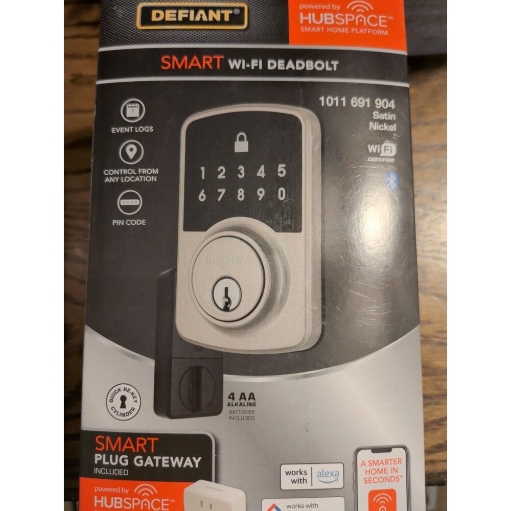 Defiant Hubspace Deadbolt Smart Wi-Fi , Electronic Single Cylinder, Satin Nickel